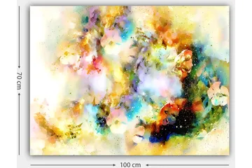 Canvastavla 70x100 cm - Abstrakt konstverk med färgexplosioner som skapar en drömlik atmosfär - Blå / Gul / Rosa - Inredning - Tavlor & posters - Canvastavla