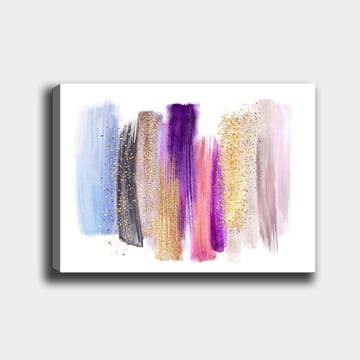 Canvastavla 70x100 cm - Abstrakt konstverk med färgglada penseldrag i olika nyanser - Lila / Blå / Guld - Inredning - Tavlor & posters - Canvastavla