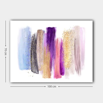 Canvastavla 70x100 cm - Abstrakt konstverk med färgglada penseldrag i olika nyanser - Lila / Blå / Guld - Inredning - Tavlor & posters - Canvastavla
