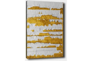 Canvastavla 70x100 cm - Abstrakt konstverk med guld- och vitfärgade linjer som skapar en dynamisk textur - Guld / Vit - Inredning - Tavlor & posters - Canvastavla