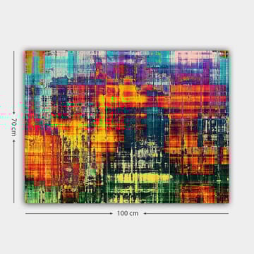 Canvastavla 70x100 cm - Abstrakt konstverk med livliga färger och dynamiska mönster - Turkos / Orange / Mörkblå - Inredning - Tavlor & posters - Canvastavla