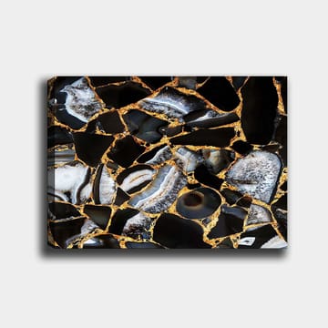 Canvastavla 70x100 cm - Abstrakt konstverk med mönster av svarta och grå stenar med guldiga inslag - Svart / Grå / Guld - Inredning - Tavlor & posters - Canvastavla