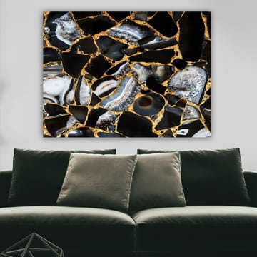 Canvastavla 70x100 cm - Abstrakt konstverk med mönster av svarta och grå stenar med guldiga inslag - Svart / Grå / Guld - Inredning - Tavlor & posters - Canvastavla