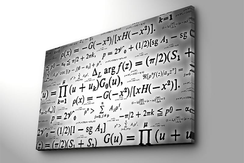Canvastavla 70x100 cm - Abstrakt konstverk med matematiska formler och symboler i svart och vitt - Svart / Vitt - Inredning - Tavlor & posters - Canvastavla