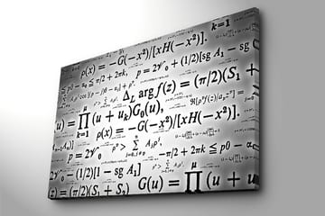Canvastavla 70x100 cm - Abstrakt konstverk med matematiska formler och symboler i svart och vitt - Svart / Vitt - Inredning - Tavlor & posters - Canvastavla
