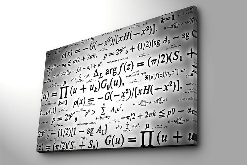 Canvastavla 70x100 cm - Abstrakt konstverk med matematiska formler och symboler i svart och vitt - Svart / Vitt - Inredning - Tavlor & posters - Canvastavla