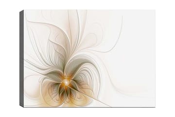 Canvastavla 70x100 cm - Abstrakt konstverk med svävande linjer och former som skapar en känsla av rörelse och ljus - Ljusbeige / Guld / Grå - Inredning - Tavlor & posters - Canvastavla