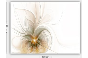 Canvastavla 70x100 cm - Abstrakt konstverk med svävande linjer och former som skapar en känsla av rörelse och ljus - Ljusbeige / Guld / Grå - Inredning - Tavlor & posters - Canvastavla