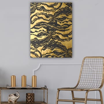 Canvastavla 70x100 cm - Abstrakt konstverk med vågiga mönster i guld och svart - Guld / Svart - Inredning - Tavlor & posters - Canvastavla