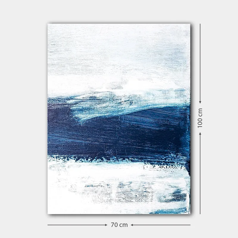 Canvastavla 70x100 cm - Abstrakt landskap med blå och vita nyanser som skapar en känsla av djup och rörelse - Mörkblå / Ljusblå / Vit - Inredning - Tavlor & posters - Canvastavla