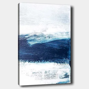 Canvastavla 70x100 cm - Abstrakt landskap med blå och vita nyanser som skapar en känsla av djup och rörelse - Mörkblå / Ljusblå / Vit - Inredning - Tavlor & posters - Canvastavla