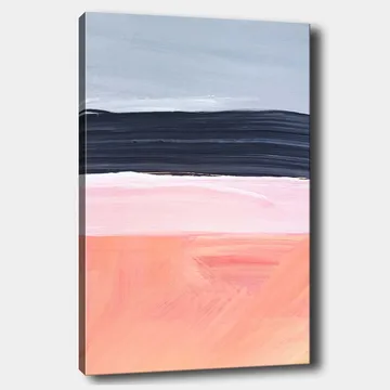Canvastavla 70x100 cm - Abstrakt landskap med horisontella färgband i mjuka toner - Grå / Svart / Rosa - Inredning - Tavlor & posters - Canvastavla