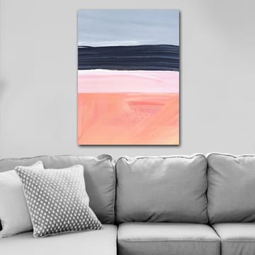 Canvastavla 70x100 cm - Abstrakt landskap med horisontella färgband i mjuka toner - Grå / Svart / Rosa - Inredning - Tavlor & posters - Canvastavla