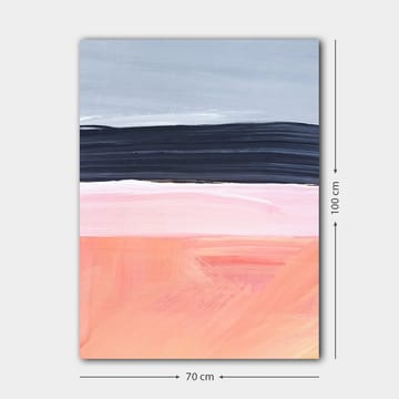 Canvastavla 70x100 cm - Abstrakt landskap med horisontella färgband i mjuka toner - Grå / Svart / Rosa - Inredning - Tavlor & posters - Canvastavla