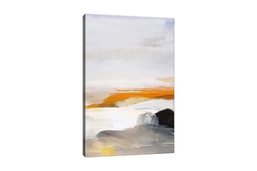 Canvastavla 70x100 cm - Abstrakt landskap med inslag av hav och klippor - Orange / Grå / Vit - Inredning - Tavlor & posters - Canvastavla