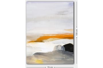 Canvastavla 70x100 cm - Abstrakt landskap med inslag av hav och klippor - Orange / Grå / Vit - Inredning - Tavlor & posters - Canvastavla