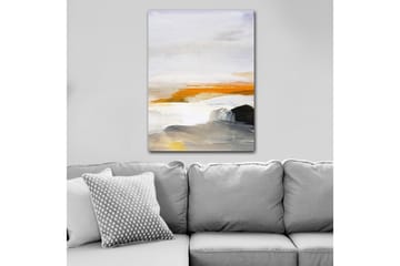 Canvastavla 70x100 cm - Abstrakt landskap med inslag av hav och klippor - Orange / Grå / Vit - Inredning - Tavlor & posters - Canvastavla