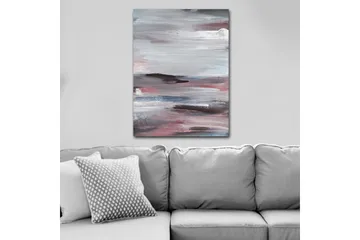 Canvastavla 70x100 cm - Abstrakt landskap med mjuka, flytande former och dämpade färger - Grå / Rosa / Vit - Inredning - Tavlor & posters - Canvastavla