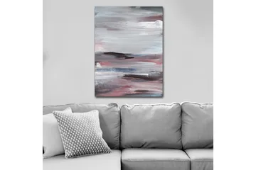 Canvastavla 70x100 cm - Abstrakt landskap med mjuka, flytande former och dämpade färger - Grå / Rosa / Vit - Inredning - Tavlor & posters - Canvastavla
