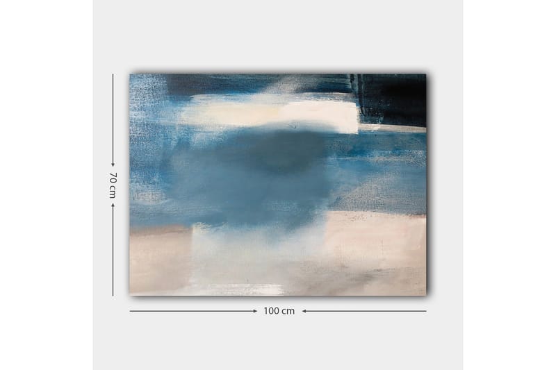 Canvastavla 70x100 cm - Abstrakt landskap med mjuka blå nyanser och ljusa inslag - Mörkblå / Ljusblå / Vit - Inredning - Tavlor & posters - Canvastavla