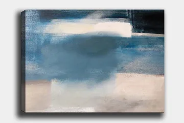 Canvastavla 70x100 cm - Abstrakt landskap med mjuka blå nyanser och ljusa inslag - Mörkblå / Ljusblå / Vit - Inredning - Tavlor & posters - Canvastavla