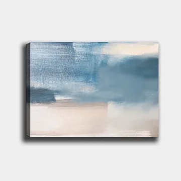 Canvastavla 70x100 cm - Abstrakt landskap med mjuka blå och beige nyanser som skapar en lugn atmosfär - Blå / Beige - Inredning - Tavlor & posters - Canvastavla