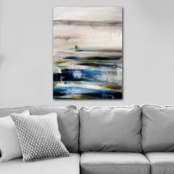 Canvastavla 70x100 cm - Abstrakt landskap med mjuka färgövergångar i blått och grått - Blå / Grå / Beige - Inredning - Tavlor & posters - Canvastavla