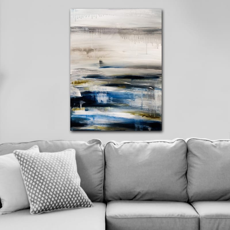 Canvastavla 70x100 cm - Abstrakt landskap med mjuka färgövergångar i blått och grått - Blå / Grå / Beige - Inredning - Tavlor & posters - Canvastavla