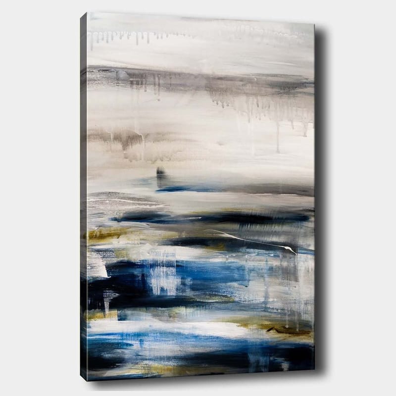 Canvastavla 70x100 cm - Abstrakt landskap med mjuka färgövergångar i blått och grått, Blå / Grå / Beige