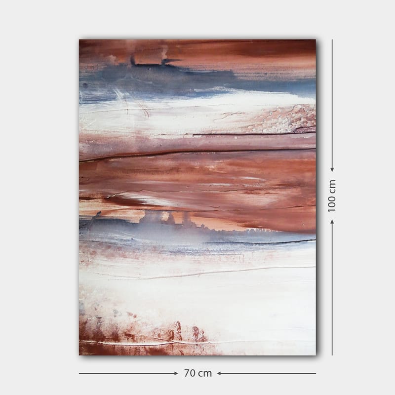 Canvastavla 70x100 cm - Abstrakt landskap med mjuka färgövergångar i jordtoner - Rödbrun / Grå / Vit - Inredning - Tavlor & posters - Canvastavla