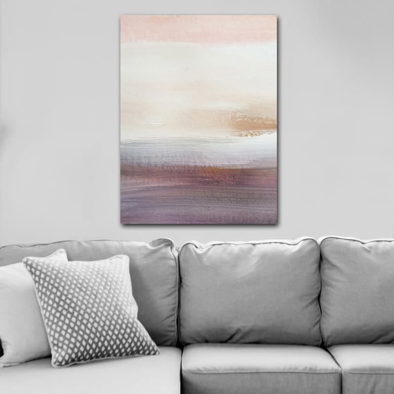 Canvastavla 70x100 cm - Abstrakt landskap med mjuka färgövergångar i pastelltoner - Ljusrosa / Beige / Lila - Inredning - Tavlor & posters - Canvastavla