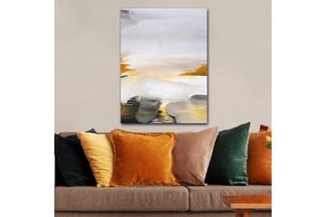 Canvastavla 70x100 cm - Abstrakt landskap med mjuka färgövergångar och ljusa toner - Grå / Vit / Gul - Inredning - Tavlor & posters - Canvastavla