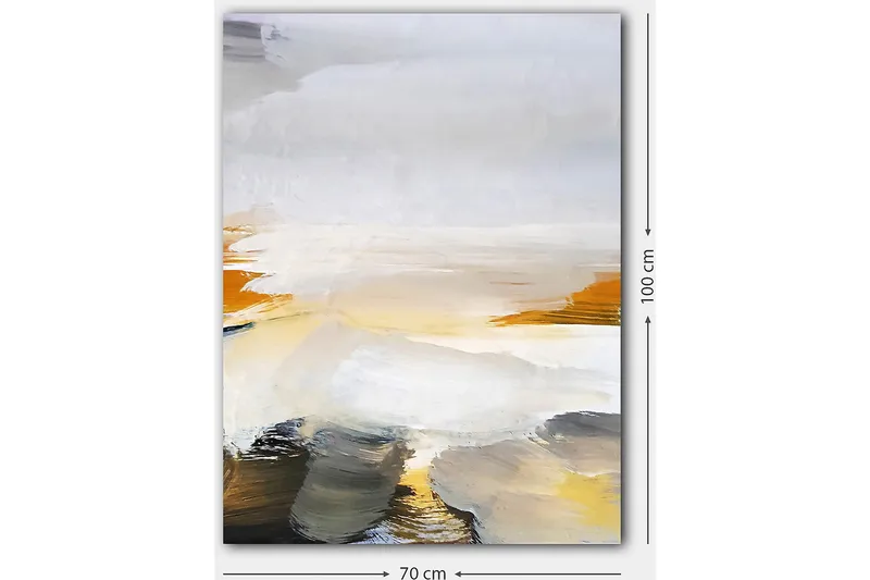 Canvastavla 70x100 cm - Abstrakt landskap med mjuka färgövergångar och ljusa toner - Grå / Vit / Gul - Inredning - Tavlor & posters - Canvastavla