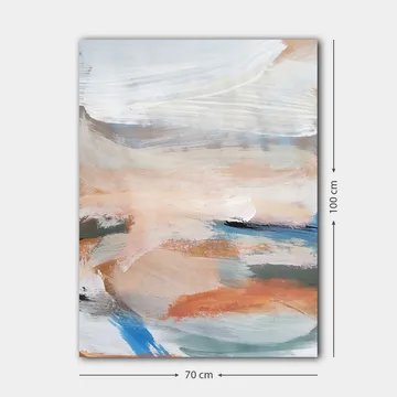 Canvastavla 70x100 cm - Abstrakt landskap med mjuka färgövergångar som skapar en lugn atmosfär - Ljusblå / Terrakotta / Grön - Inredning - Tavlor & posters - Canvastavla