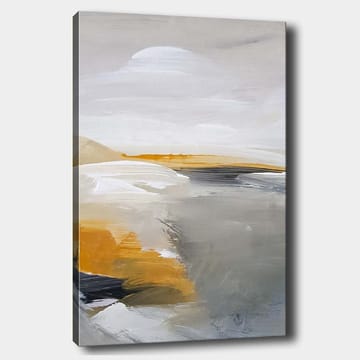 Canvastavla 70x100 cm - Abstrakt landskap med mjuka former och harmoniska färger - Grå / Vit / Gulorange - Inredning - Tavlor & posters - Canvastavla