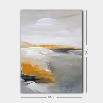 Canvastavla 70x100 cm - Abstrakt landskap med mjuka former och harmoniska färger - Grå / Vit / Gulorange - Inredning - Tavlor & posters - Canvastavla