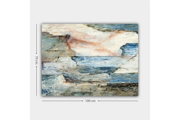 Canvastavla 70x100 cm - Abstrakt landskap med mjuka linjer och harmoniska färgövergångar som skildrar hav och himmel - Blå / Grå / Vit - Inredning - Tavlor & posters - Canvastavla