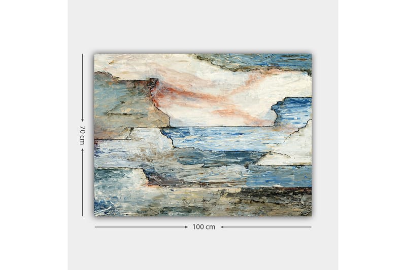 Canvastavla 70x100 cm - Abstrakt landskap med mjuka linjer och harmoniska färgövergångar som skildrar hav och himmel - Blå / Grå / Vit - Inredning - Tavlor & posters - Canvastavla