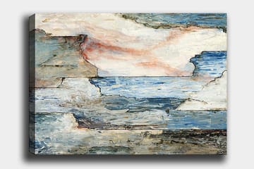 Canvastavla 70x100 cm - Abstrakt landskap med mjuka linjer och harmoniska färgövergångar som skildrar hav och himmel - Blå / Grå / Vit - Inredning - Tavlor & posters - Canvastavla