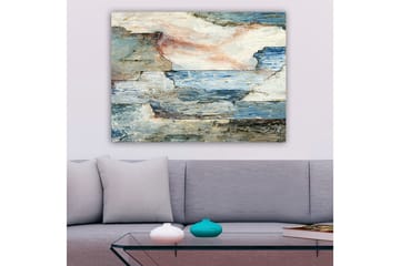 Canvastavla 70x100 cm - Abstrakt landskap med mjuka linjer och harmoniska färgövergångar som skildrar hav och himmel - Blå / Grå / Vit - Inredning - Tavlor & posters - Canvastavla