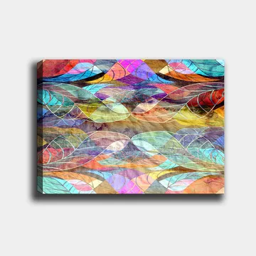 Canvastavla 70x100 cm - Abstrakt mönster av böljande former i harmoniska färger - Turkos / Lila / Röd - Inredning - Tavlor & posters - Canvastavla