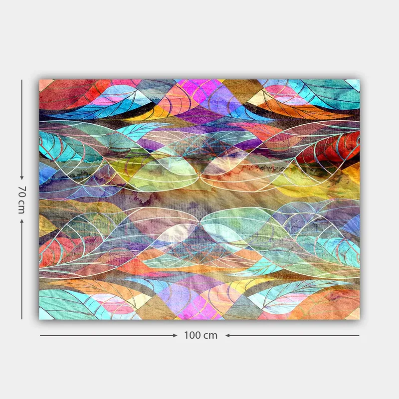 Canvastavla 70x100 cm - Abstrakt mönster av böljande former i harmoniska färger - Turkos / Lila / Röd - Inredning - Tavlor & posters - Canvastavla