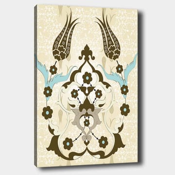 Canvastavla 70x100 cm - Abstrakt mönster med blommor och växtmotiv i en elegant design - Mörkbrun / Ljusblå / Beige - Inredning - Tavlor & posters - Canvastavla