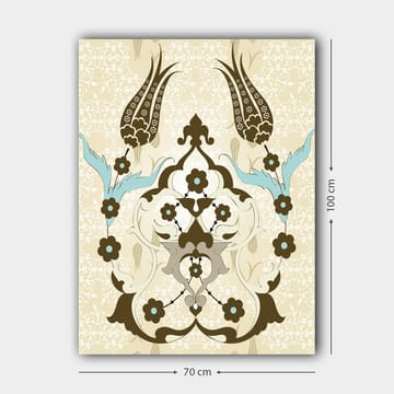 Canvastavla 70x100 cm - Abstrakt mönster med blommor och växtmotiv i en elegant design - Mörkbrun / Ljusblå / Beige - Inredning - Tavlor & posters - Canvastavla