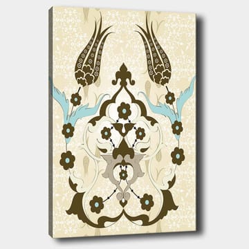 Canvastavla 70x100 cm - Abstrakt mönster med blommor och växtmotiv i en elegant design - Mörkbrun / Ljusblå / Beige - Inredning - Tavlor & posters - Canvastavla