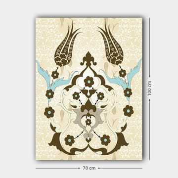 Canvastavla 70x100 cm - Abstrakt mönster med blommor och växtmotiv i en elegant design - Mörkbrun / Ljusblå / Beige - Inredning - Tavlor & posters - Canvastavla