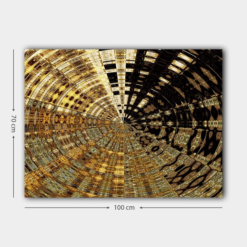 Canvastavla 70x100 cm - Abstrakt mönster med cirkulära former i guld och svart - Guld / Svart - Inredning - Tavlor & posters - Canvastavla
