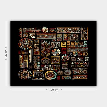 Canvastavla 70x100 cm - Abstrakt mönster med geometriska former och symboler i starka färger - Röd / Gul / Svart - Inredning - Tavlor & posters - Canvastavla