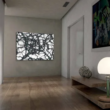 Canvastavla 70x100 cm - Abstrakt nätverk av ord som uttrycker känslor och tankar - Svart / Ljusblå / Vit - Inredning - Tavlor & posters - Canvastavla