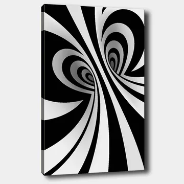 Canvastavla 70x100 cm - Abstrakt svartvitt mönster med svängande linjer som skapar en illusion av djup - Svart / Vitt / Grått - Inredning - Tavlor & posters - Canvastavla